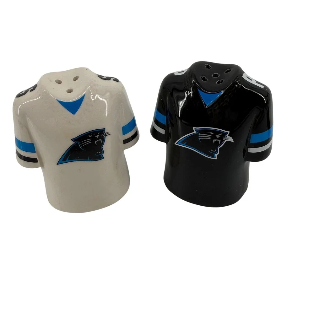 Carolina Panthers NFL Jersey Salt and Pepper Shaker Set Ceramic Black White
